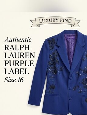 Ralph Lauren Collection "Penney" Embellished Stretch Wool Jacket.